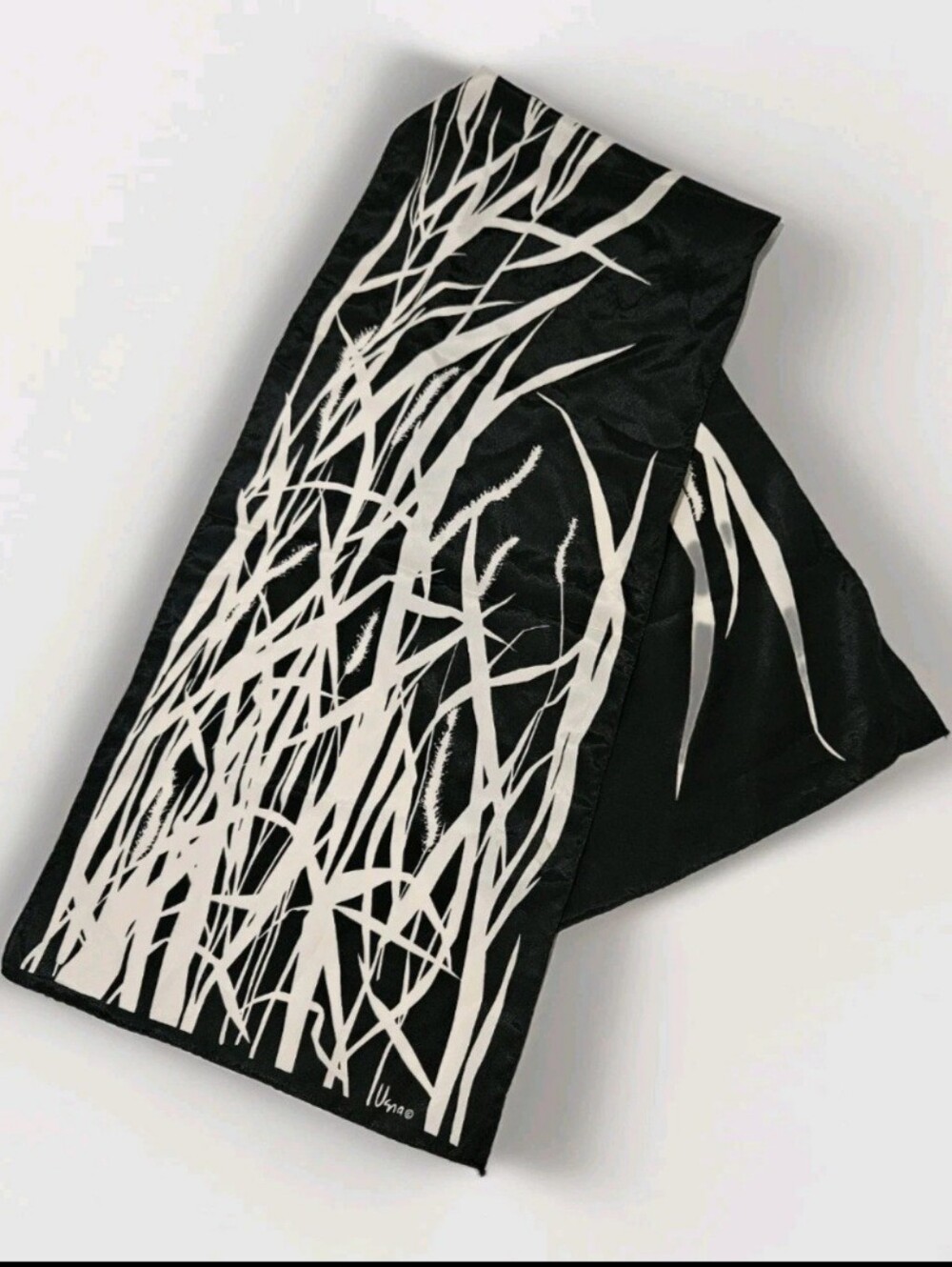 Vintage 60s Vera Neumann Minimalist Black/White Scarf 46x10 Signed Resort Vacay